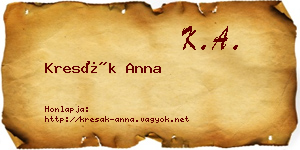 Kresák Anna névjegykártya